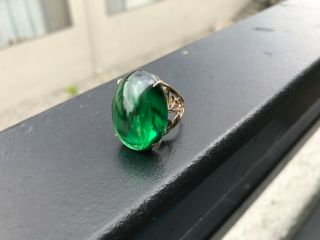 Vintage 30 Carat Tsavorite Green Garnet 14 K Gold Hand Made Ring