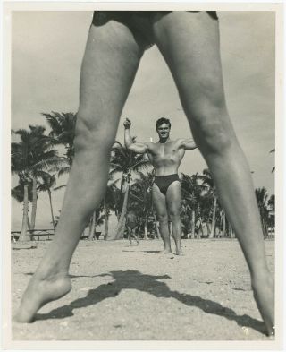 Bunny Yeager 1950s Male Beefcake Vintage Rare Photograph Miami Beach Muscleman