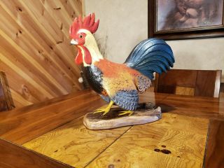 Rooster Wood Carving Chicken Folkart Carving Bird Art Duck Decoy Casey Edwards