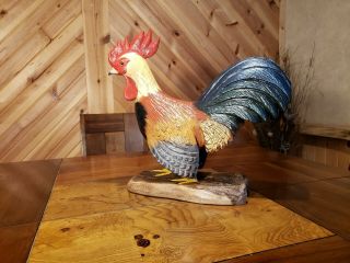 Rooster wood carving chicken folkart carving bird art duck decoy Casey Edwards 2