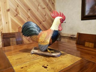 Rooster wood carving chicken folkart carving bird art duck decoy Casey Edwards 3