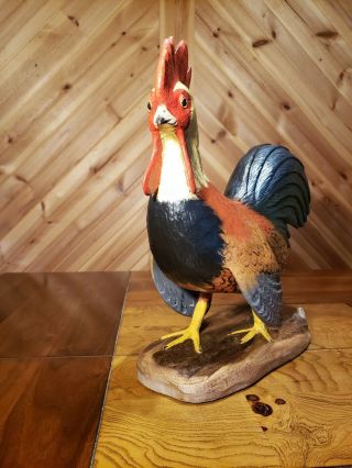 Rooster wood carving chicken folkart carving bird art duck decoy Casey Edwards 4
