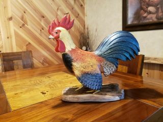 Rooster wood carving chicken folkart carving bird art duck decoy Casey Edwards 8