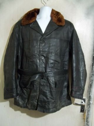 Vintage Ww2 German Barnstormer Horsehide Sheepskin Leather Jacket Size Xl