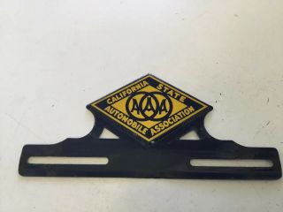 Vintage Aaa California State Automobile Asso.  Enameled License Plate Topper
