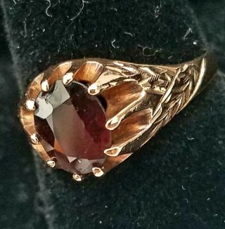 Vintage Marked 10k Rose Gold Star Garnet Ring Size 7.  5 Estate Find