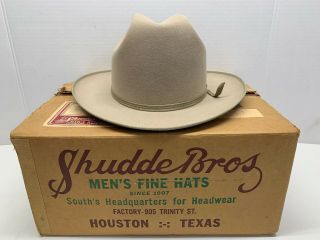 Vintage Shudde Bros Hat Houston Western Sz.  7 Box