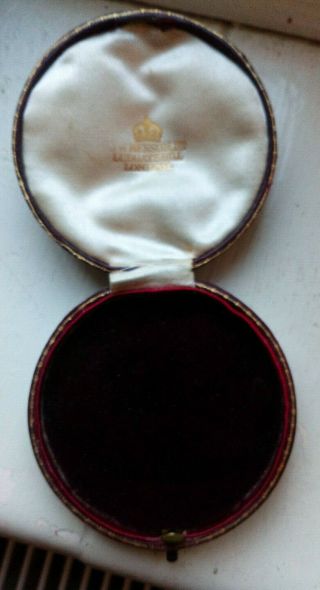 Antique Vintage J W Benson Pocket Watch Case Box Red Morocco Leather 75mm Gilt