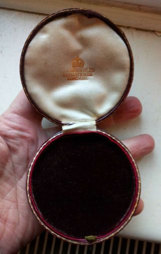 ANTIQUE Vintage J W BENSON Pocket Watch Case BOX RED Morocco Leather 75mm Gilt 3