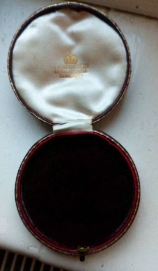 ANTIQUE Vintage J W BENSON Pocket Watch Case BOX RED Morocco Leather 75mm Gilt 5