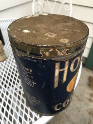 HONOR Coffee Tin Can VINTAGE Duluth MN 2 - 1/2 lb Geo Washington Gowan Lenning 7
