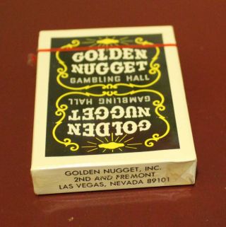 Vintage 1970s GOLDEN NUGGET GAMBLING HALL Black Deck Cards,  Pair Dice 3