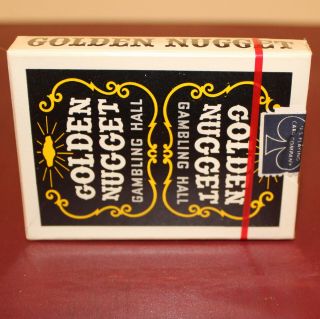 Vintage 1970s GOLDEN NUGGET GAMBLING HALL Black Deck Cards,  Pair Dice 8