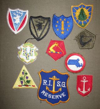 Wwii Era - Post,  National Guard Patches - England.