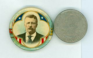 Vintage 1904 President Theodore Roosevelt Campaign Pinback Button Ship Factory
