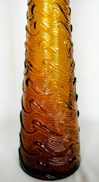 Vintage Genie Decanter Glass Bottle Amber Hobnail Stopper Empoli Italy 1960s 22 