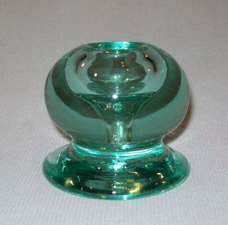 Antique Vtg 19th C 1830s American Blown Aqua Glass Inkwell Or Lamp Pontiled