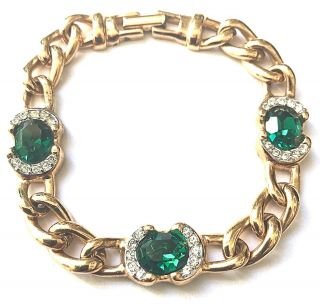 Puccini Vintage Gold Emerald Clear Crystal Bracelet