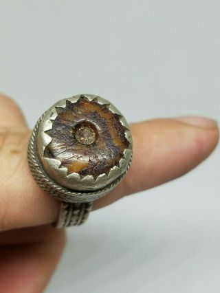 Antique Silver Yemeni Bedouin Jewish Ring Old Agate Stone Size 8