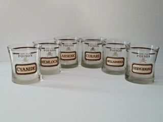 Vintage Mid - Century Modern Cera Name Your Poison Glasses,  Set Of 6