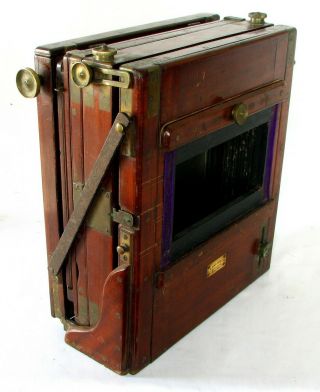 Rare 1890 J H Dallmeyer,  London,  Full Plate Wooden Tailboard Field Camera 10
