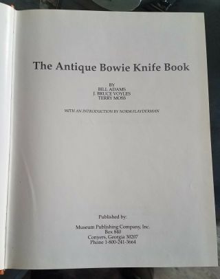 The Antique Bowie Knife Book by Bill Adams,  J.  Bruce Voyles and Terry Moss. 3