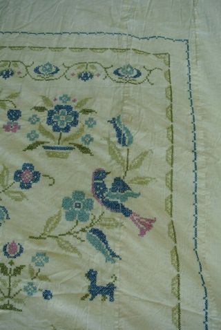 vtg 70 ' s Paragon AMERICAN SAMPLER Cross Stitch Full Quilt Top almost complete 3