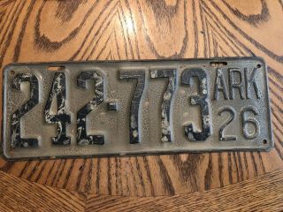 1926 Arkansas Vintage License Plate 242 773 Old Tag