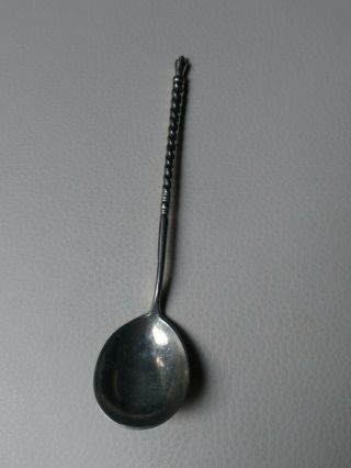 RARE Antique Russian Imperial 84 Silver Black Enamel Spoon,  Stamped & Dated,  20g 2