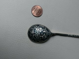 RARE Antique Russian Imperial 84 Silver Black Enamel Spoon,  Stamped & Dated,  20g 5