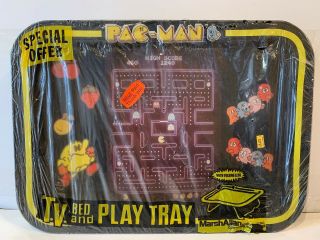 Rare 1980s Vintage Pac - Man Metal Tv Tray Still Retro Old Stock