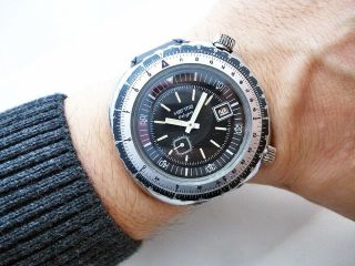 Rare Big Size 43mm Herma Vintage Diver Wristwatch From 1970 