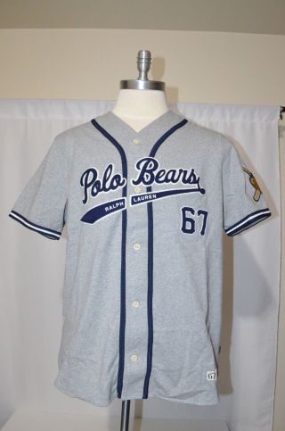 Nwt Polo Ralph Lauren Men Vintage Retro Polo Bears Baseball Team Jersey Large