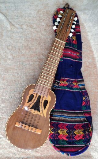 Vtg Charango 10 - String Lute Musical Instrument From Peru With Soft Bag - Estate