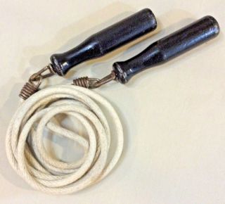 Vintage Jump Rope Wooden Handles Swivel Connectors 1970 