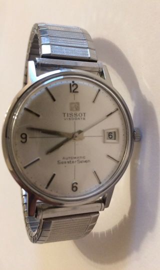 VINTAGE SWISS TISSOT VISODATE SEASTAR SEVEN AUTOMATIC DATE MEN ' S WRISTWATCH 6