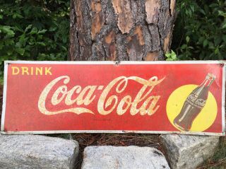 Coca Cola Metal Advertising Sign - Vintage 1940 