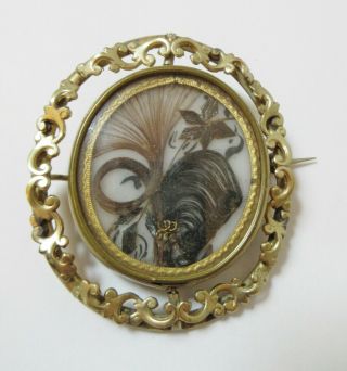 Antique Mourning Swivel Hair Brooch Prince Of Wales