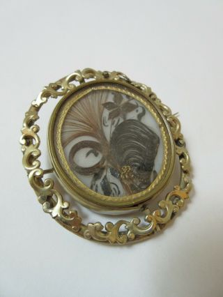Antique Mourning Swivel Hair Brooch Prince of Wales 2