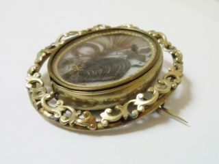 Antique Mourning Swivel Hair Brooch Prince of Wales 3