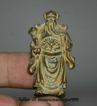 1.  6 " Folk Old Chinese Bronze Stand Mammon Money Wealth God Ru Yi Statue