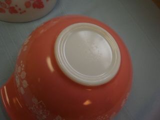 3 Vintage Pyrex Pink Gooseberry Cinderella Nesting Bowls 441 443 & 444 3