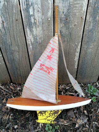 Vintage pond sail boat solid wood hull metal keel all repair or restore 2