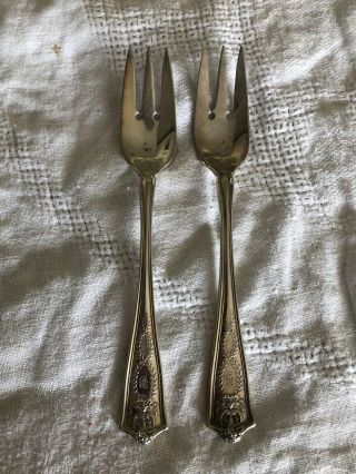 Winthrop By Tiffany & Co.  (2) Sterling Silver Salad Forks 3 Tines 116g 7” Long