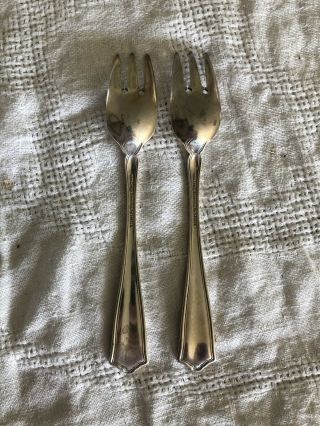 Winthrop by Tiffany & Co.  (2) Sterling Silver Salad Forks 3 Tines 116g 7” Long 3