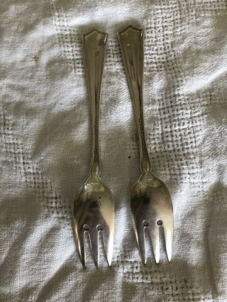 Winthrop by Tiffany & Co.  (2) Sterling Silver Salad Forks 3 Tines 116g 7” Long 4
