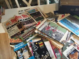 Vintage Football Programs papers suitcase full Newcastle,  villa,  Chelsea 7