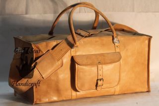 Awesome Vintage Leather Holdall Travel Weekend Cabin Sports Duffel Bag.