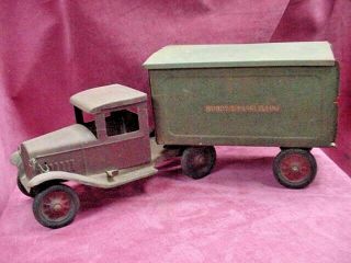 Vintage Buddy L Express Line Pressed Steel Truck With Trailer - Paint