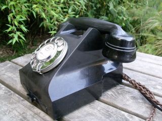 Vtg 50s Black Bakelite Telephone GPO Phone Bakerlite 326CB Retro old 60s 6
